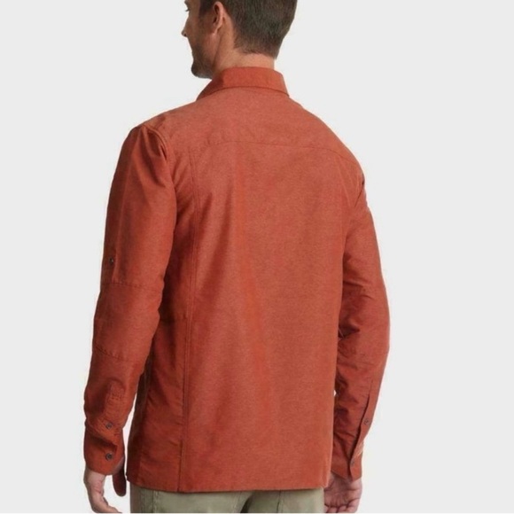 Wrangler Outdoor Series Men's Performance Roll Tab Sleeve Orange Shirt XL Hiking - Picture 10 of 10